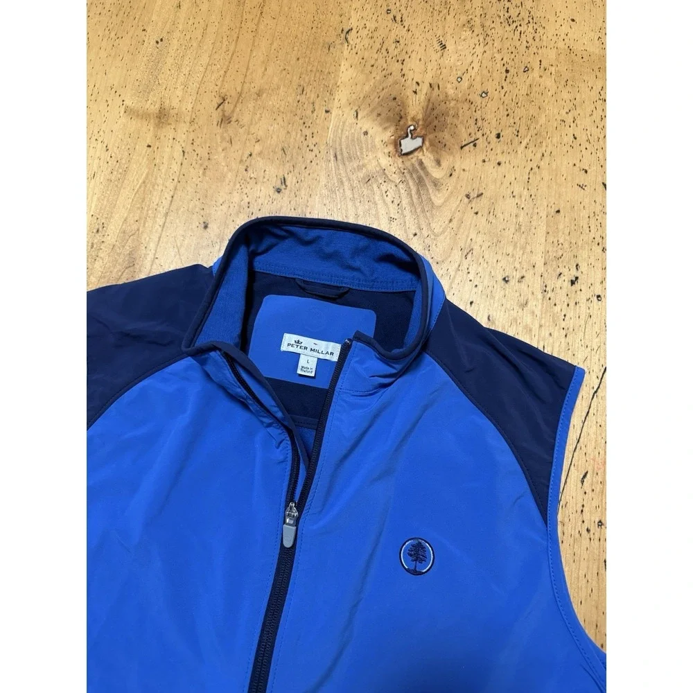 Peter Millar Mens L Blue Lightweight Vest Full Zip GOLF Casual Outerwear